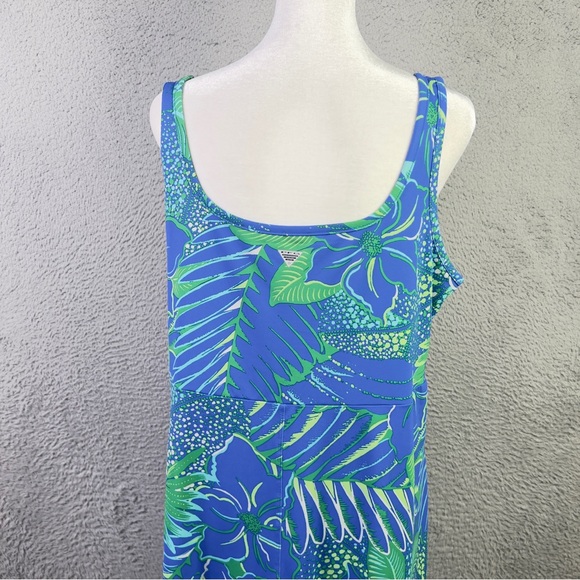 Columbia Freezer III PFG Dress Womens XL Blue Sleeveless Floral Tropical Cooling - Picture 3 of 9